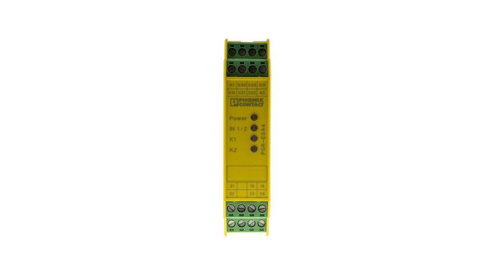 Dual-Channel Emergency Stop, Safety Switch/Interlock Safety Relay, 24V ac/dc, 2 Safety Contacts